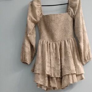 NWT Rue21 ✨ Vintage Beige Smocked Layered Blouse Size Medium